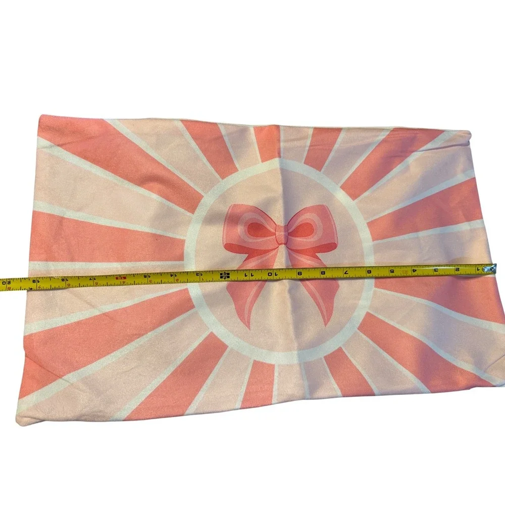 Pink Bow Sunburst Decorative Pillowcase Hidden Zipper 11.5